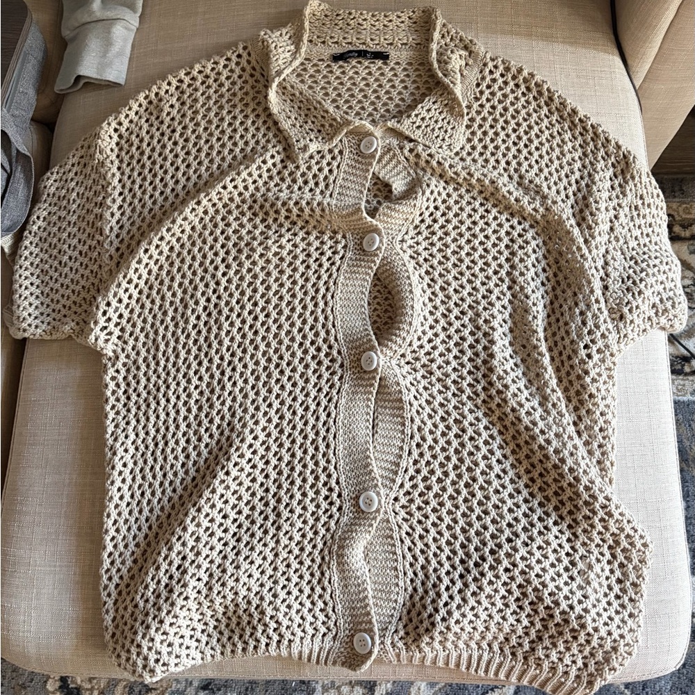 Women's Beige Knit Top/Cover Up, Size S